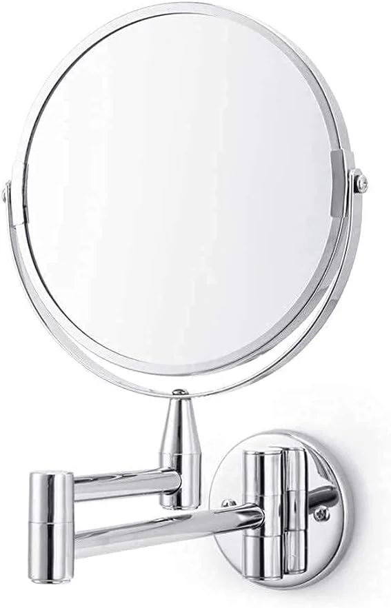 آینه آرایشی دیواری دو طرفه 7 اینچی با بزرگنمایی 1X/5X، آینه حمام گرد قابل تنظیم برای زیبایی و آرایش آینه آرایشی دیواری دو طرفه 7 اینچی با بزرگنمایی 1X/5X، آینه حمام گرد قابل تنظیم برای زیبایی و آرایش
