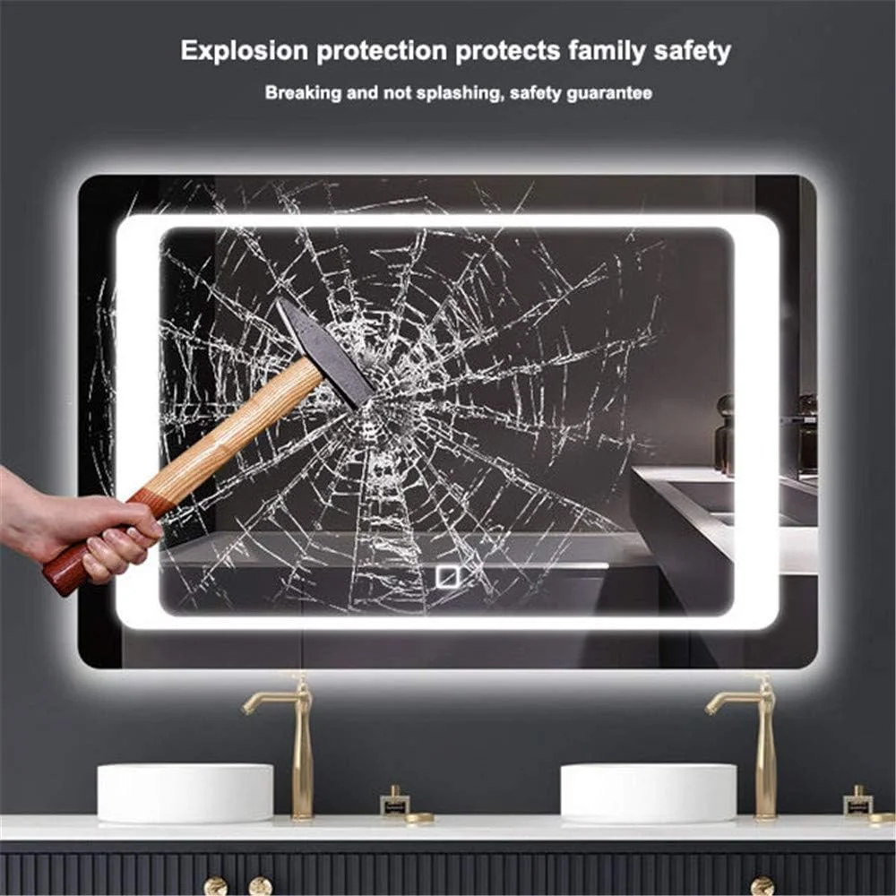 آینه آرایشی دیواری، آینه حمام روشنایی LED، ضد مه، لومن بالا، ضد آب IP 44، دکمه لمسی هوشمند، نور سفید، 70×90 سانتی متر آینه آرایشی دیواری، آینه حمام روشنایی LED، ضد مه، لومن بالا، ضد آب IP 44، دکمه لمسی هوشمند، نور سفید، 70×90 سانتی متر