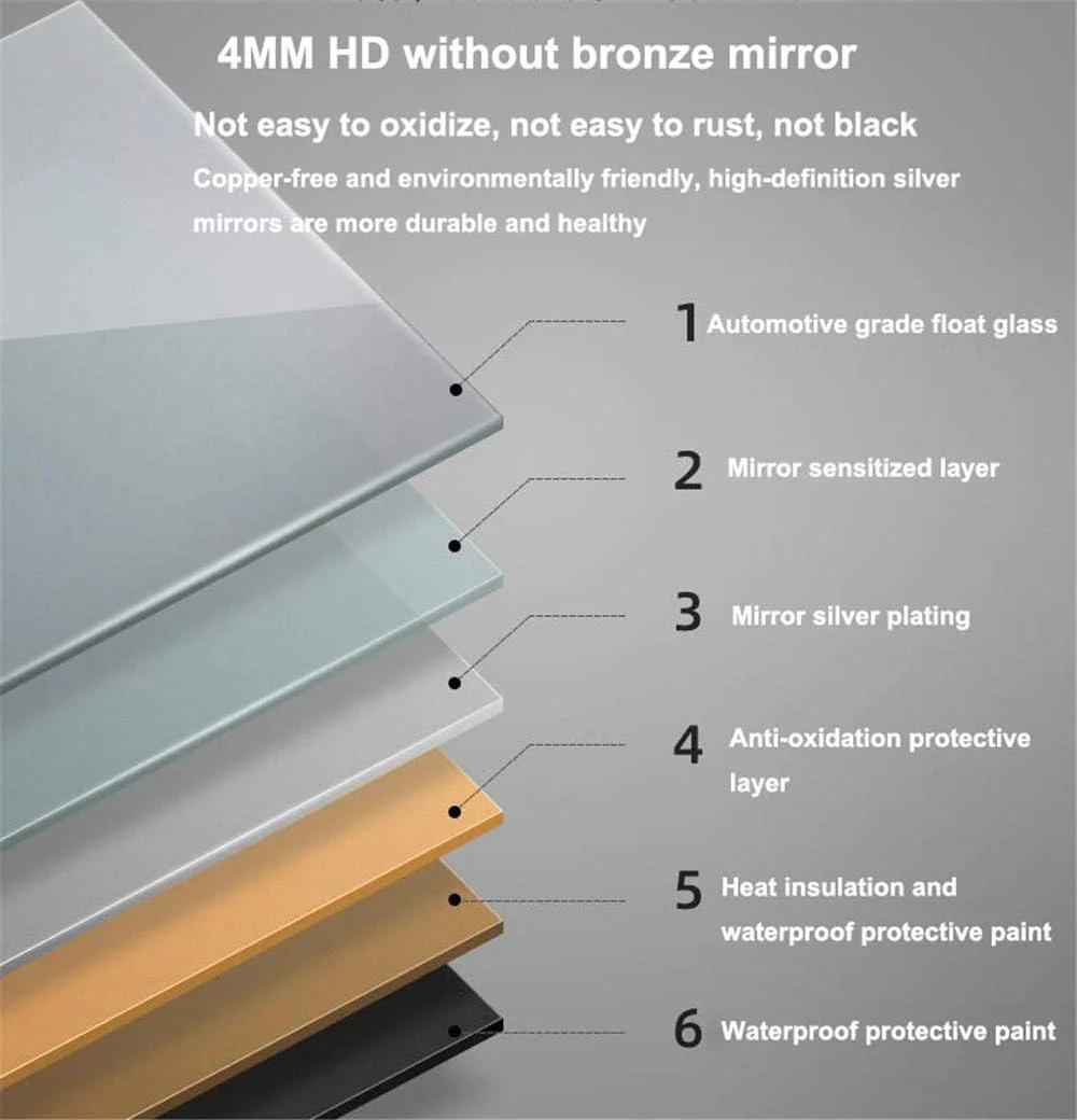 آینه آرایشی دیواری، آینه حمام روشنایی LED، ضد مه، لومن بالا، ضد آب IP 44، دکمه لمسی هوشمند، نور سفید، 70×90 سانتی متر آینه آرایشی دیواری، آینه حمام روشنایی LED، ضد مه، لومن بالا، ضد آب IP 44، دکمه لمسی هوشمند، نور سفید، 70×90 سانتی متر