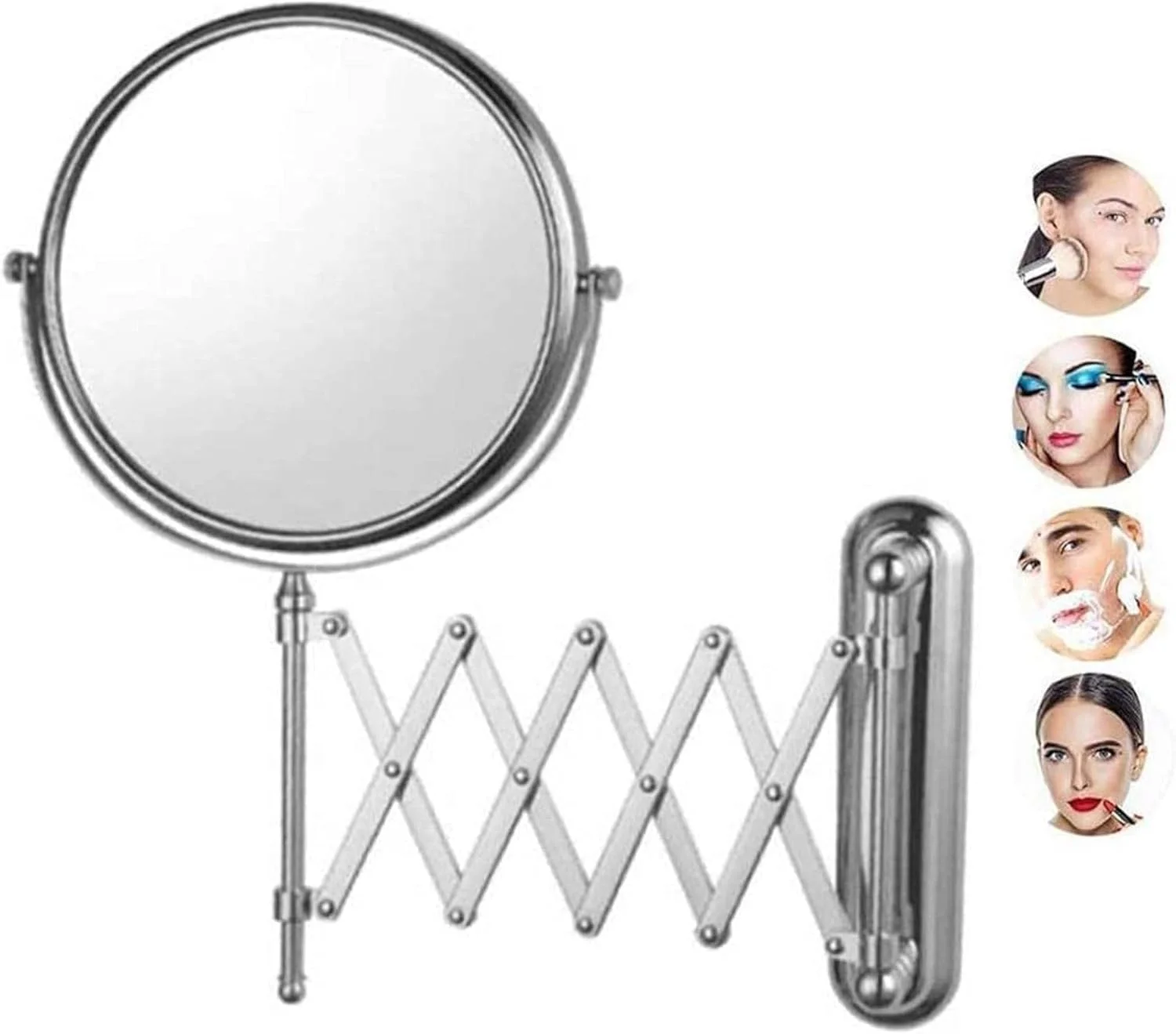 آینه آرایشی دیواری، آینه دو طرفه برای آرایش، آینه حمام تلسکوپی با قابلیت چرخش 360 درجه (رنگ: 3x، اندازه: 8 اینچ) (3x 6 اینچ) آینه آرایشی دیواری، آینه دو طرفه برای آرایش، آینه حمام تلسکوپی با قابلیت چرخش 360 درجه (رنگ: 3x، اندازه: 8 اینچ) (3x 6 اینچ)