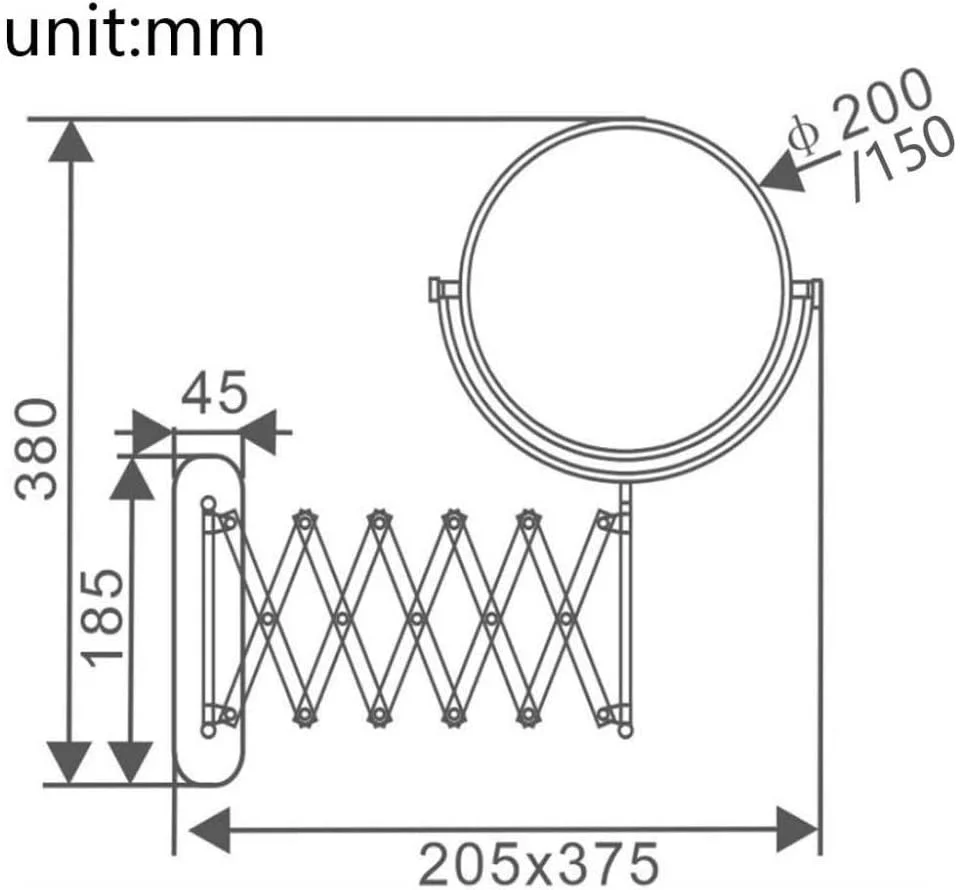 آینه آرایشی دیواری، آینه دو طرفه برای میز آرایش، آینه حمام تلسکوپی با قابلیت چرخش 360 درجه (بزرگنمایی 3 برابر) آینه آرایشی دیواری، آینه دو طرفه برای میز آرایش، آینه حمام تلسکوپی با قابلیت چرخش 360 درجه (بزرگنمایی 3 برابر)