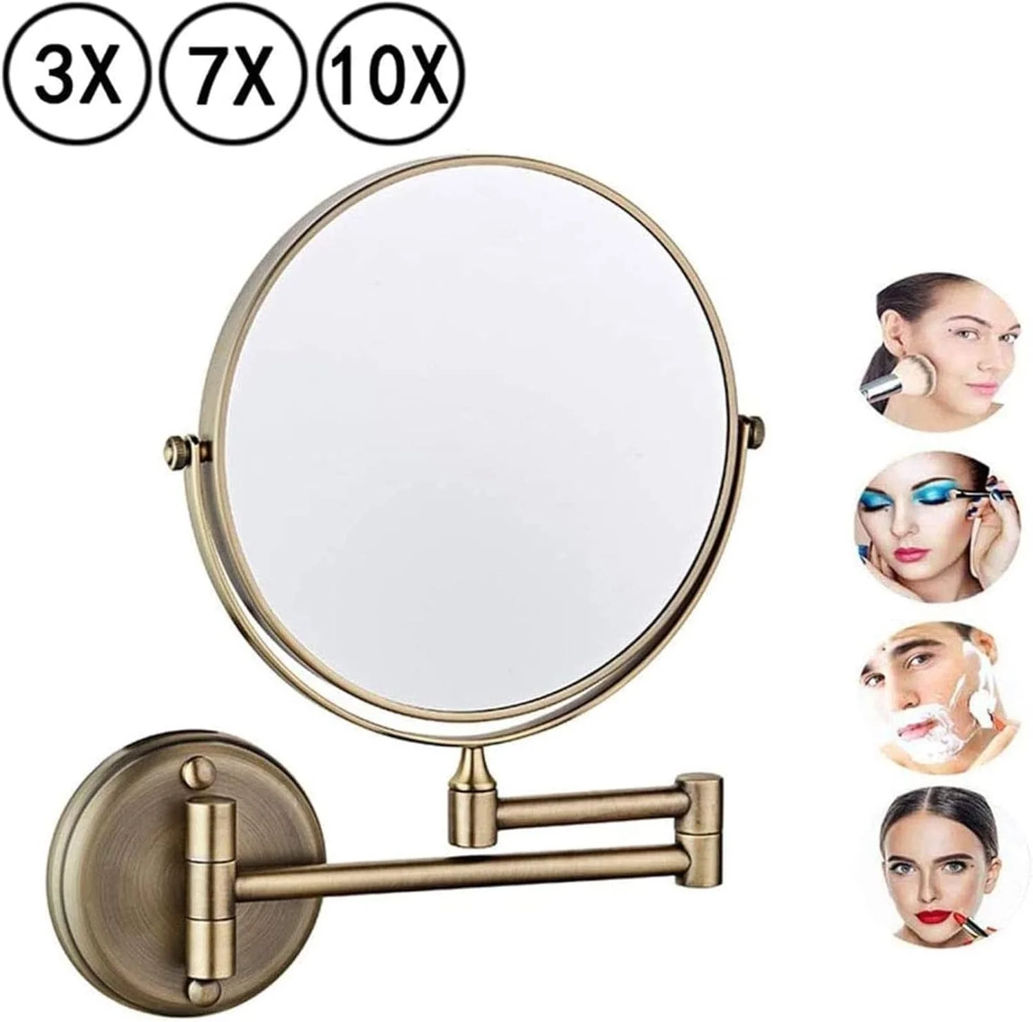 آینه آرایشی دیواری حمام، آینه گرد آرایشی با قابلیت چرخش 360 درجه، آینه دو طرفه ایده آل برای آرایش آینه آرایشی دیواری حمام، آینه گرد آرایشی با قابلیت چرخش 360 درجه، آینه دو طرفه ایده آل برای آرایش