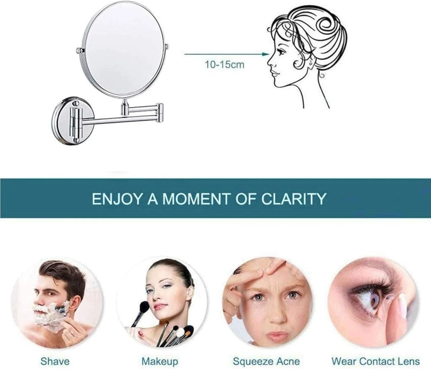 آینه آرایشی دیواری حمام، آینه گرد آرایشی با قابلیت چرخش 360 درجه، آینه دو طرفه ایده آل برای آرایش آینه آرایشی دیواری حمام، آینه گرد آرایشی با قابلیت چرخش 360 درجه، آینه دو طرفه ایده آل برای آرایش