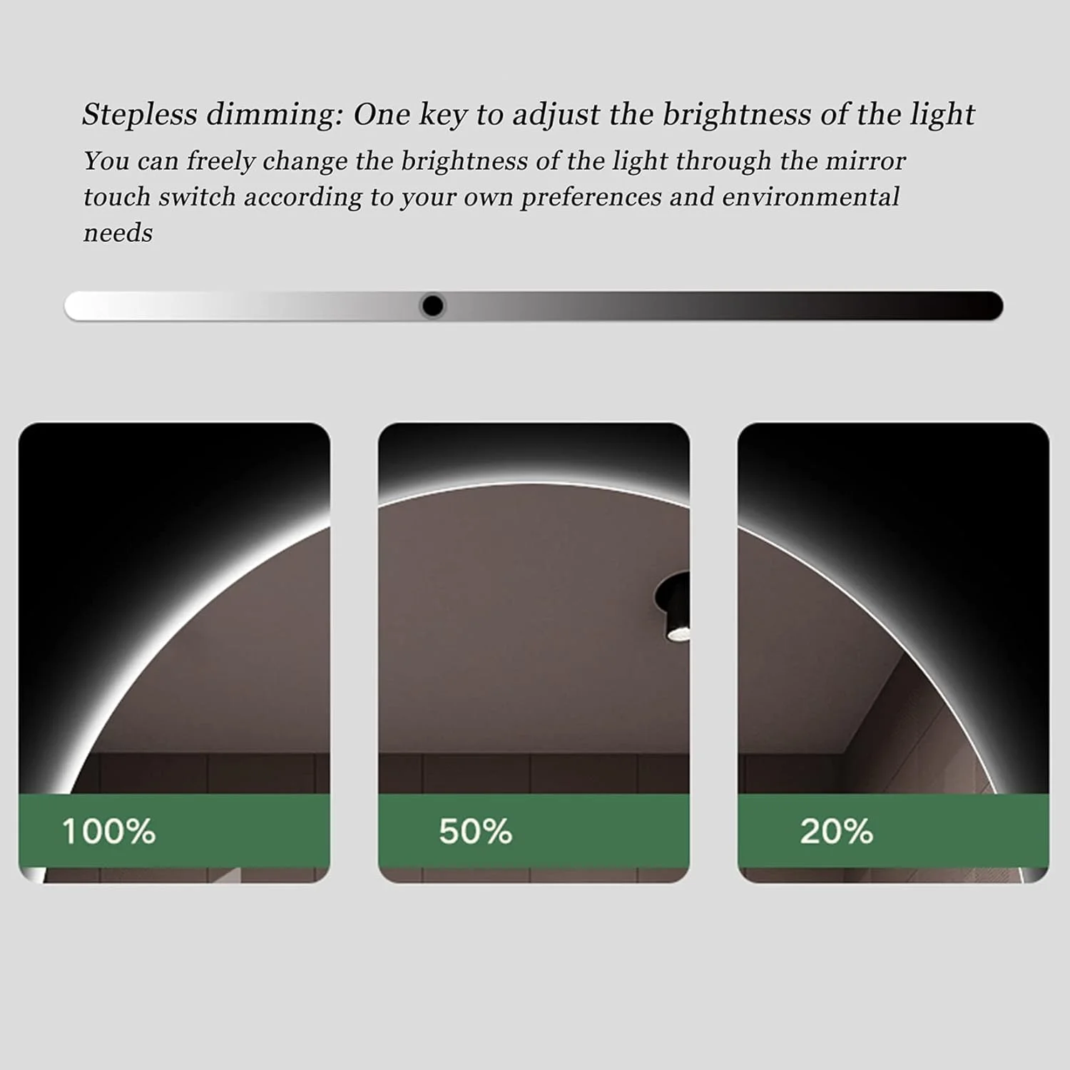 آینه حمام LED دیواری، آینه بزرگ روشویی با دکمه لمسی، آینه های روشویی بدون قاب، آینه گرد برای حمام، 50cm / 60cm / 70cm / 80cm، نور سفید/گرم، نور سفید-80cm/31.5in