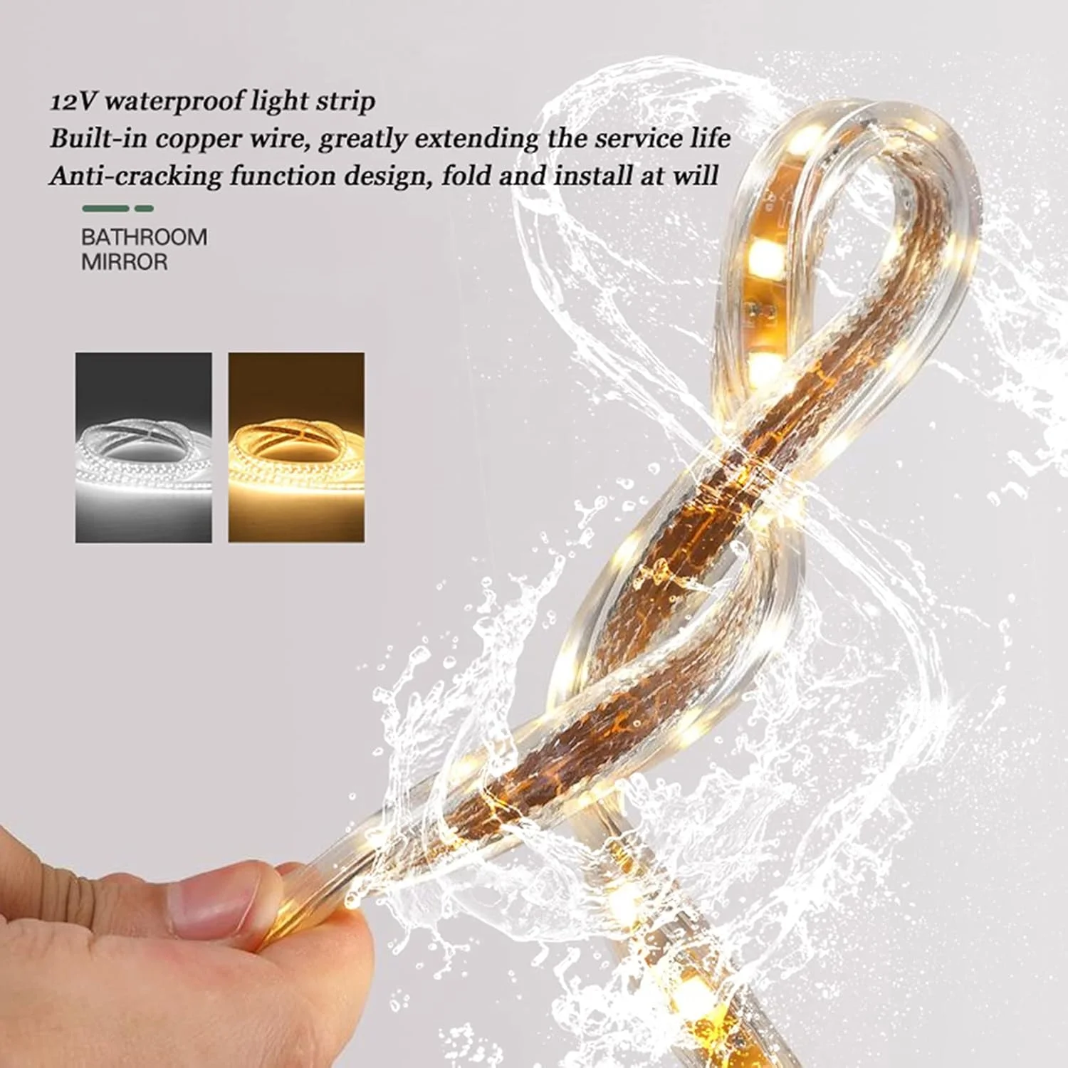 آینه حمام LED دیواری، آینه بزرگ روشویی با دکمه لمسی، آینه های روشویی بدون قاب، آینه گرد برای حمام، 50cm / 60cm / 70cm / 80cm، نور سفید/گرم، نور سفید-80cm/31.5in