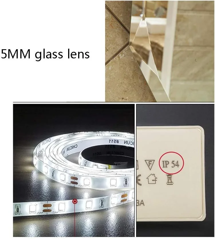 آینه دیواری برای حمام، آینه بی قاب بیضی شکل 600MM * 800MM مناسب توالت و آویز دیواری، دکوراسیون ضد بخار هوشمند با نور آینه دیواری برای حمام، آینه بی قاب بیضی شکل 600MM * 800MM مناسب توالت و آویز دیواری، دکوراسیون ضد بخار هوشمند با نور