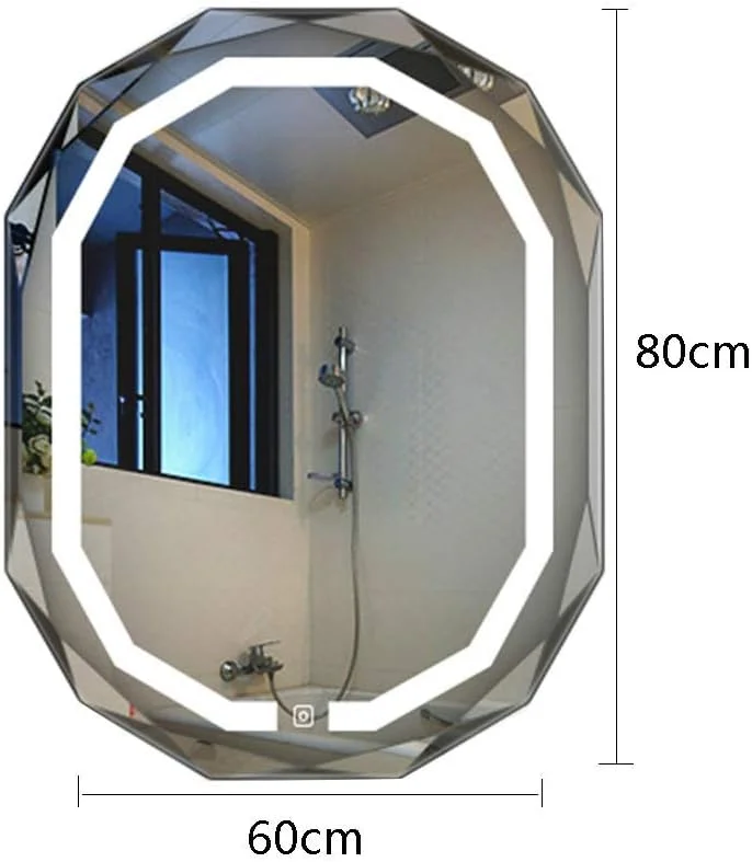 آینه دیواری برای حمام، آینه بی قاب بیضی شکل 600MM * 800MM مناسب توالت و آویز دیواری، دکوراسیون ضد بخار هوشمند با نور آینه دیواری برای حمام، آینه بی قاب بیضی شکل 600MM * 800MM مناسب توالت و آویز دیواری، دکوراسیون ضد بخار هوشمند با نور