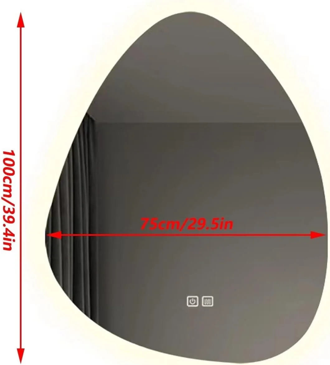 آینه آرایشی دیواری، آینه حمام با نور LED و ضد بخار، آینه دیواری با حسگر لمسی، بدون قاب و ضد مه، 3 حالت نور (رنگ: A، اندازه: 75 * 100 سانتی متر)