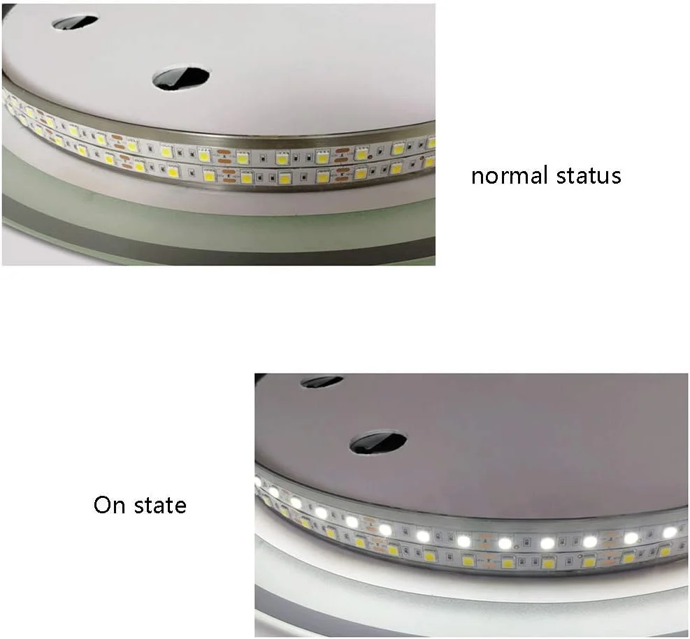 آینه دیواری برای حمام، آینه گرد دیواری حمام با نور سفید/نور گرم، ضد مه، آرایشی نورانی بدون سوراخ (بدون کلید لمسی)