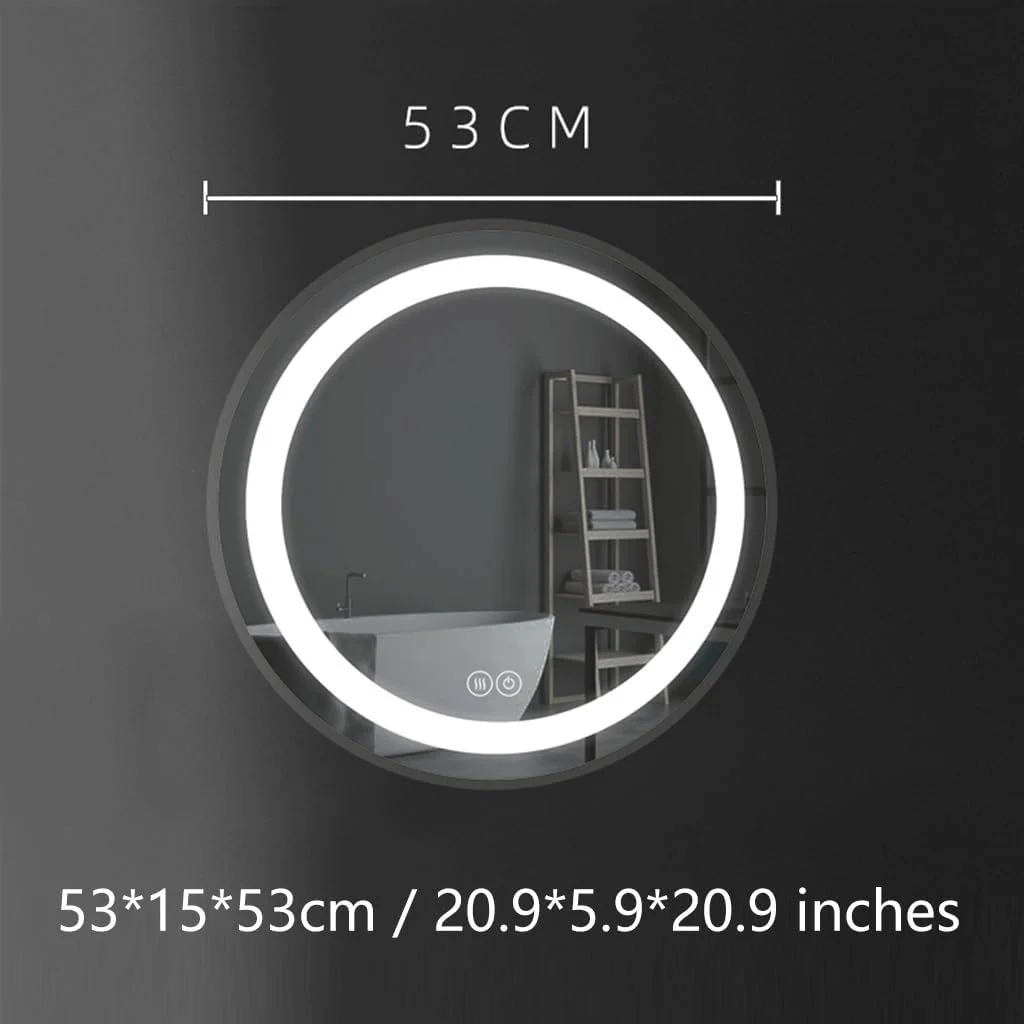 کابینت آینه ای گرد دیواری حمام با نور، جعبه آینه استیل ضد زنگ مناسب منزل و بالای توالت (53x15x53 سانتی متر) کابینت آینه ای گرد دیواری حمام با نور، جعبه آینه استیل ضد زنگ مناسب منزل و بالای توالت (53x15x53 سانتی متر)