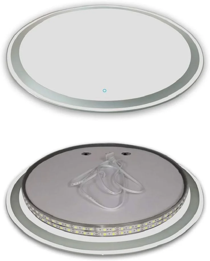 آینه دیواری برای حمام، آینه گرد دیواری حمام با نور سفید/گرم، ضد مه، آرایشی نورانی بدون سوراخ (بدون کلید لمسی) آینه دیواری برای حمام، آینه گرد دیواری حمام با نور سفید/گرم، ضد مه، آرایشی نورانی بدون سوراخ (بدون کلید لمسی)