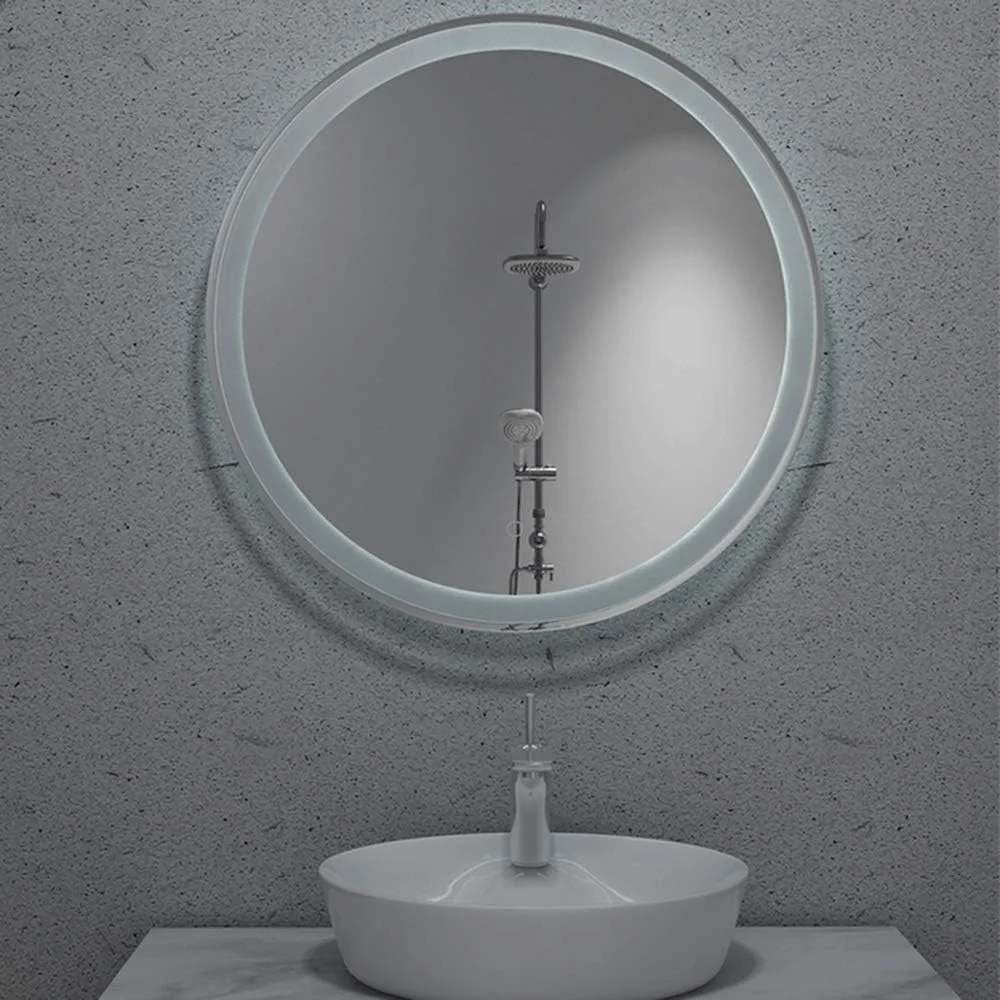 آینه دیواری برای حمام، آینه گرد دیواری حمام با نور سفید/گرم، ضد مه، آرایشی نورانی بدون سوراخ (بدون کلید لمسی) آینه دیواری برای حمام، آینه گرد دیواری حمام با نور سفید/گرم، ضد مه، آرایشی نورانی بدون سوراخ (بدون کلید لمسی)