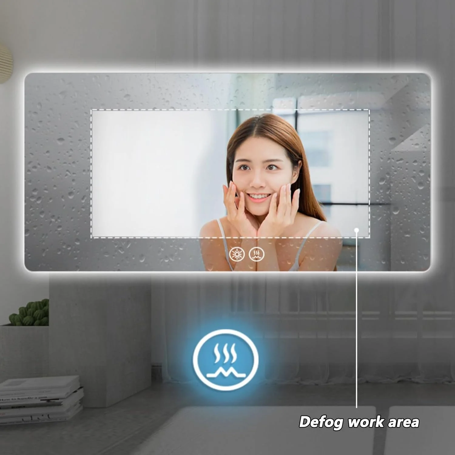 آینه دیواری، آینه مربعی حمام با نور LED و پد ضد بخار، نور LED سه رنگ با قابلیت تنظیم نور، آینه های دیواری با حسگر لمسی، برای اتاق نشیمن و حمام (اندازه: 90x150 سانتی متر) آینه دیواری، آینه مربعی حمام با نور LED و پد ضد بخار، نور LED سه رنگ با قابلیت تنظیم نور، آینه های دیواری با حسگر لمسی، برای اتاق نشیمن و حمام (اندازه: 90x150 سانتی متر)