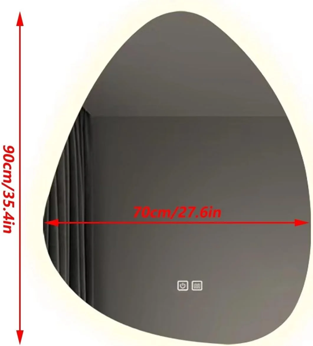 آینه آرایشی دیواری، آینه حمام با نور LED و ضد بخار، آینه دیواری با حسگر لمسی، بدون قاب و ضد مه، 3 حالت نور (رنگ: A، اندازه: 70 * 90 سانتی متر) آینه آرایشی دیواری، آینه حمام با نور LED و ضد بخار، آینه دیواری با حسگر لمسی، بدون قاب و ضد مه، 3 حالت نور (رنگ: A، اندازه: 70 * 90 سانتی متر)