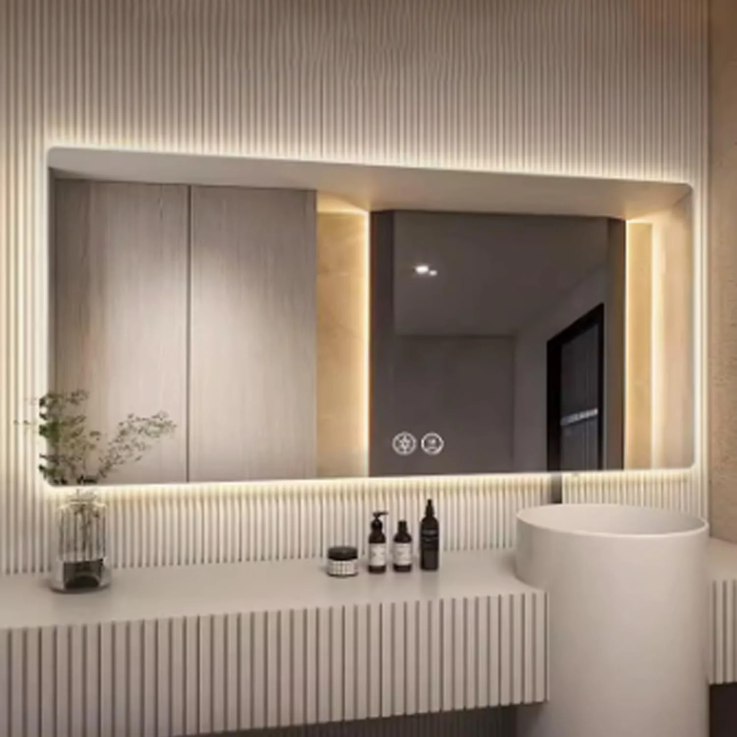 آینه دیواری، آینه مربعی حمام با نور LED و پد ضد بخار، نور LED سه رنگ با قابلیت تنظیم نور، آینه های دیواری با حسگر لمسی، برای اتاق نشیمن و حمام (اندازه: 90x150 سانتی متر) آینه دیواری، آینه مربعی حمام با نور LED و پد ضد بخار، نور LED سه رنگ با قابلیت تنظیم نور، آینه های دیواری با حسگر لمسی، برای اتاق نشیمن و حمام (اندازه: 90x150 سانتی متر)