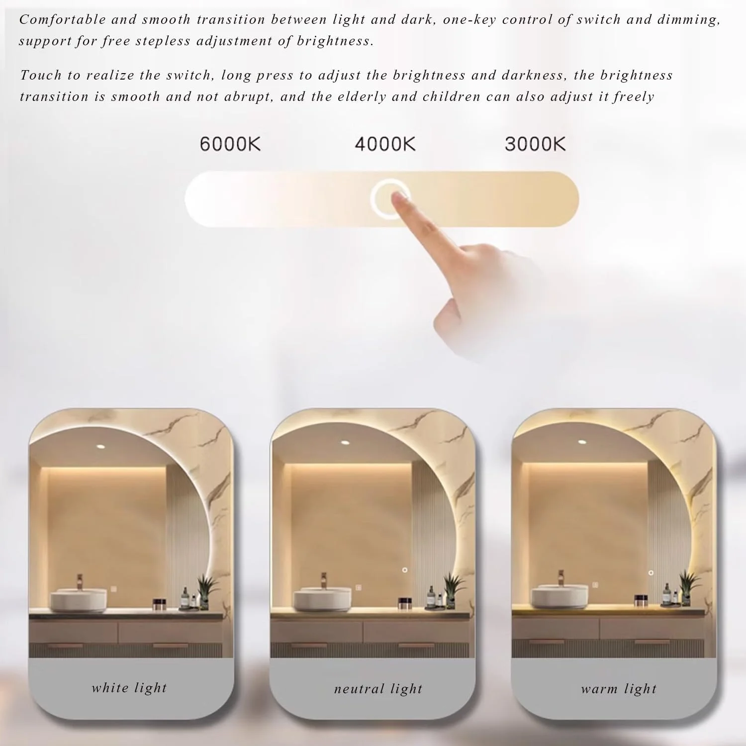 آینه حمام ضد بخار هوشمند مدرن - آینه قدی با نور پس زمینه LED برای ورودی ها - آینه آرایشی سه رنگ با قابلیت تنظیم نور برای دکوراسیون منزل (برش سمت چپ 80 * 120 سانتی متر)