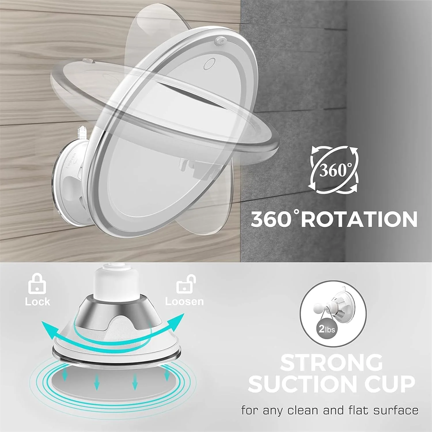 آینه آرایشی 10 برابر بزرگنمایی MOTIM با کنترل لمسی و چراغ، مناسب منزل، حمام و مسافرت