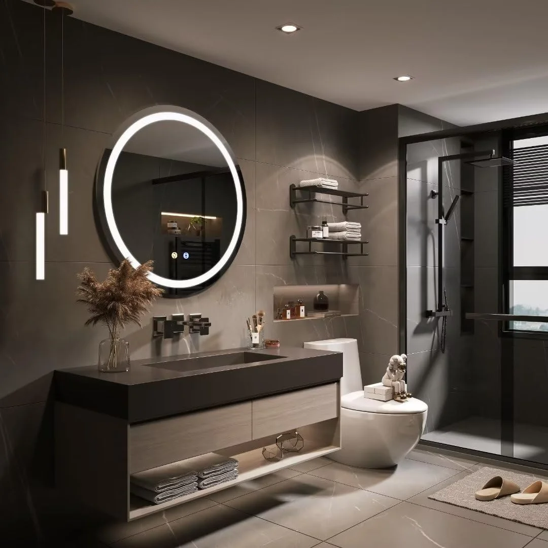 Moonee Round led Bathroom Mirror,32 Inch Front Lighted Smart Mirror Bathroom,3 Color Circle led Light Mirror,Round Bathroom Mirrors Wall Mounted,Anti-Fog,Framless,Dimmable,CRI90+,IP54 Waterproof Moonee Round led Bathroom Mirror,32 Inch Front Lighted Smart Mirror Bathroom,3 Color Circle led Light Mirror,Round Bathroom Mirrors Wall Mounted,Anti-Fog,Framless,Dimmable,CRI90+,IP54 Waterproof