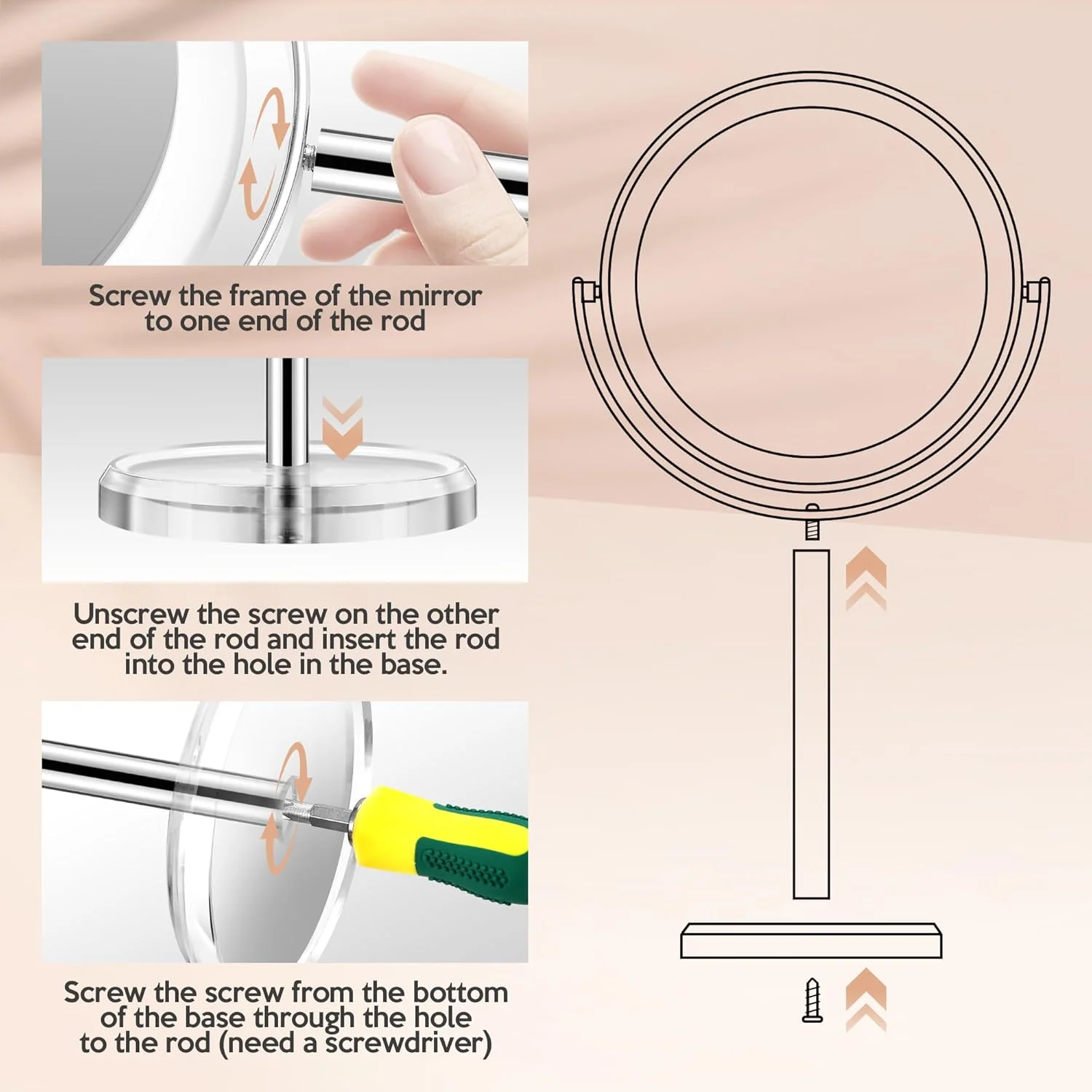 آینه بزرگنمایی موموکوبا 30x، آینه آرایشی دو طرفه 1x و 30x، آینه رومیزی، آینه آرایشی با بزرگنمایی با چرخش 360 درجه، آینه اصلاح صورت برای اتاق خواب و حمام