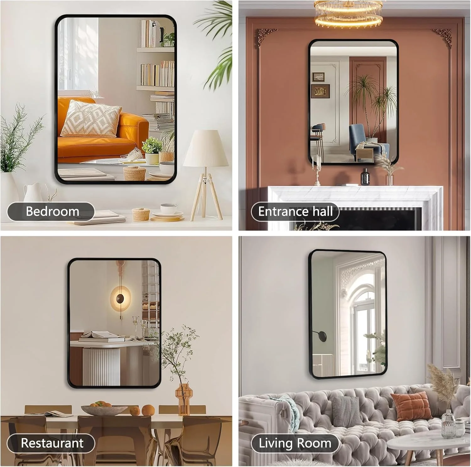 آینه دیواری حمام ModernTop با ابعاد 70×50 سانتی متر - قاب آلیاژ آلومینیوم مشکی، نصب دوگانه افقی/عمودی، آینه مربعی مدرن برای دکوراسیون حمام، طراحی بادوام و مقاوم در برابر زنگ زدگی آینه دیواری حمام ModernTop با ابعاد 70×50 سانتی متر - قاب آلیاژ آلومینیوم مشکی، نصب دوگانه افقی/عمودی، آینه مربعی مدرن برای دکوراسیون حمام، طراحی بادوام و مقاوم در برابر زنگ زدگی