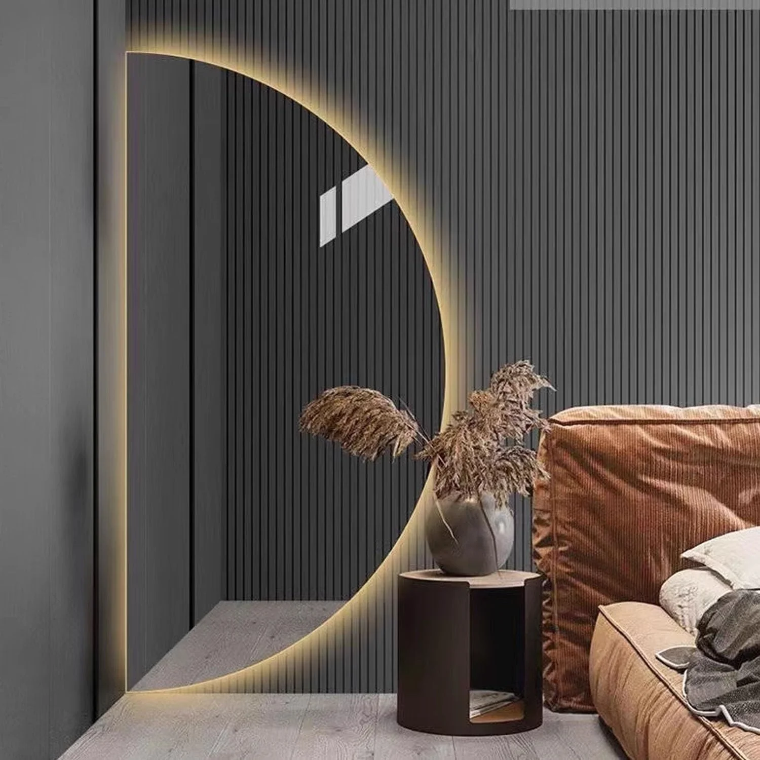 آینه حمام ضد بخار مدرن - آینه روشویی نیم دایره برای دیوار، آینه تزئینی بدون قاب با ویژگی های هوشمند آرایش (برش چپ 60x120 سانتی متر) آینه حمام ضد بخار مدرن - آینه روشویی نیم دایره برای دیوار، آینه تزئینی بدون قاب با ویژگی های هوشمند آرایش (برش چپ 60x120 سانتی متر)