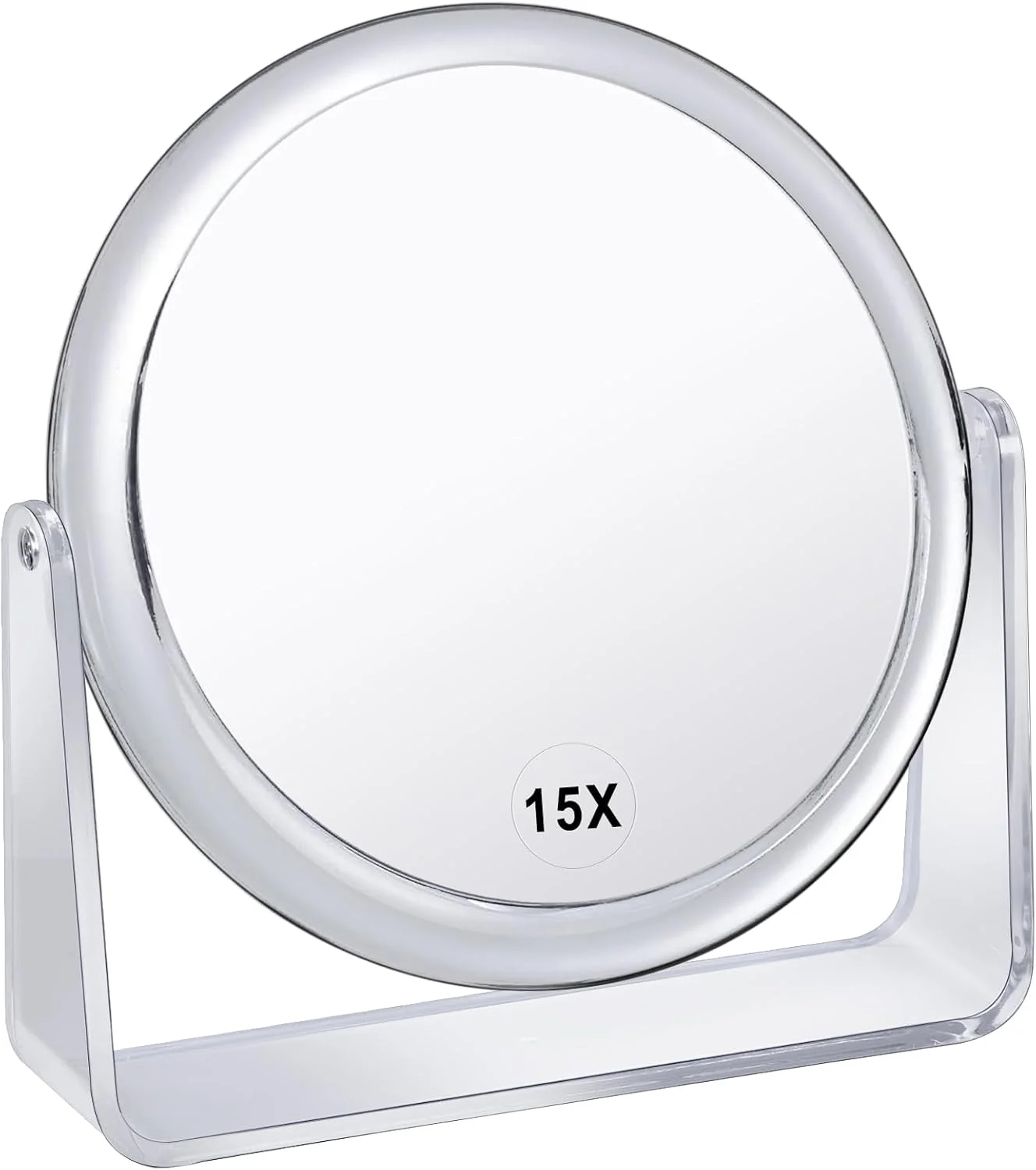 آینه آرایشی بزرگنمایی 15X MKUMIR برای میز، آینه دو طرفه 1X/15X، آینه رومیزی کوچک قابل حمل برای لوازم آرایشی آینه آرایشی بزرگنمایی 15X MKUMIR برای میز، آینه دو طرفه 1X/15X، آینه رومیزی کوچک قابل حمل برای لوازم آرایشی