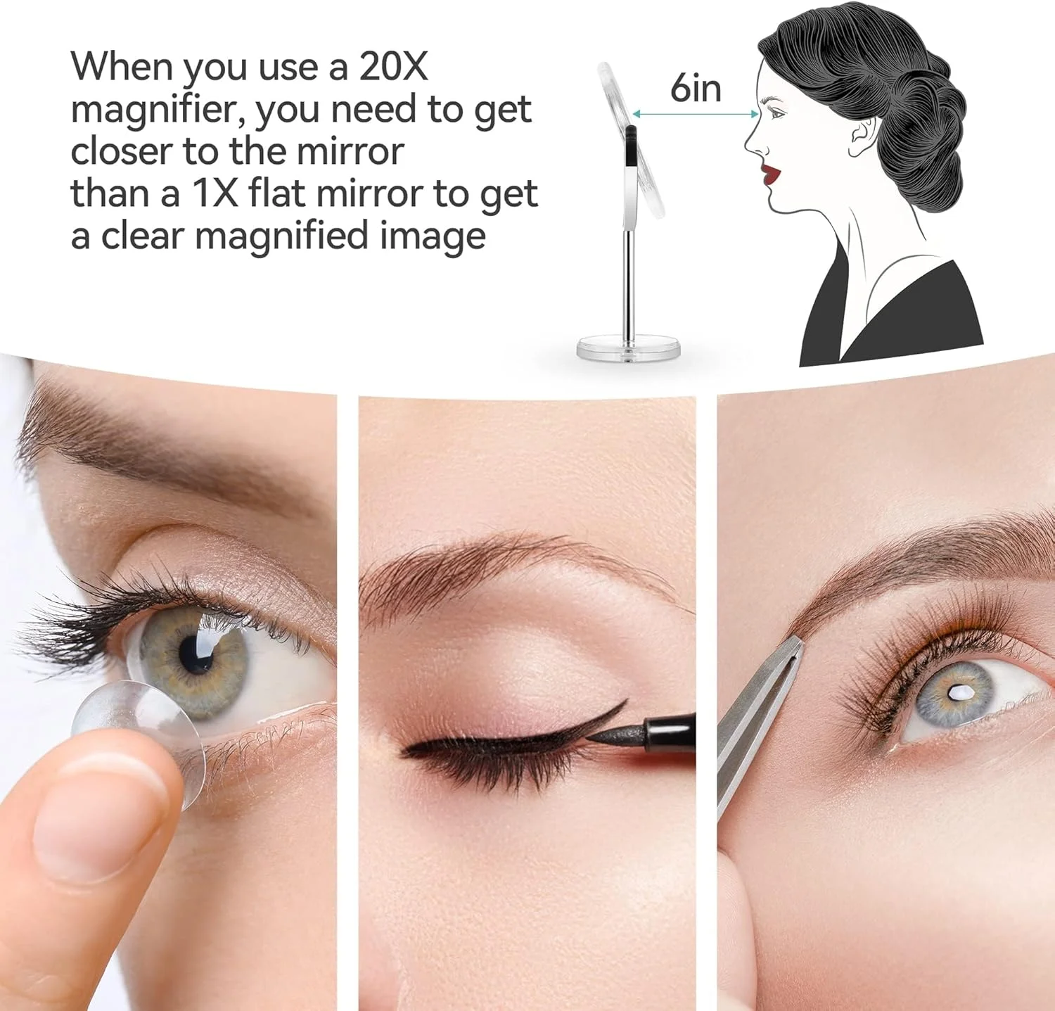 آینه آرایشی بزرگنمایی 20X MIYADIVA، آینه دو طرفه با بزرگنمایی 1X و 20X روی پایه، آینه بزرگنمایی 20x، آینه رومیزی با قابلیت چرخش 360 درجه برای حمام یا اتاق خواب، 32x20 سانتی متر آینه آرایشی بزرگنمایی 20X MIYADIVA، آینه دو طرفه با بزرگنمایی 1X و 20X روی پایه، آینه بزرگنمایی 20x، آینه رومیزی با قابلیت چرخش 360 درجه برای حمام یا اتاق خواب، 32x20 سانتی متر