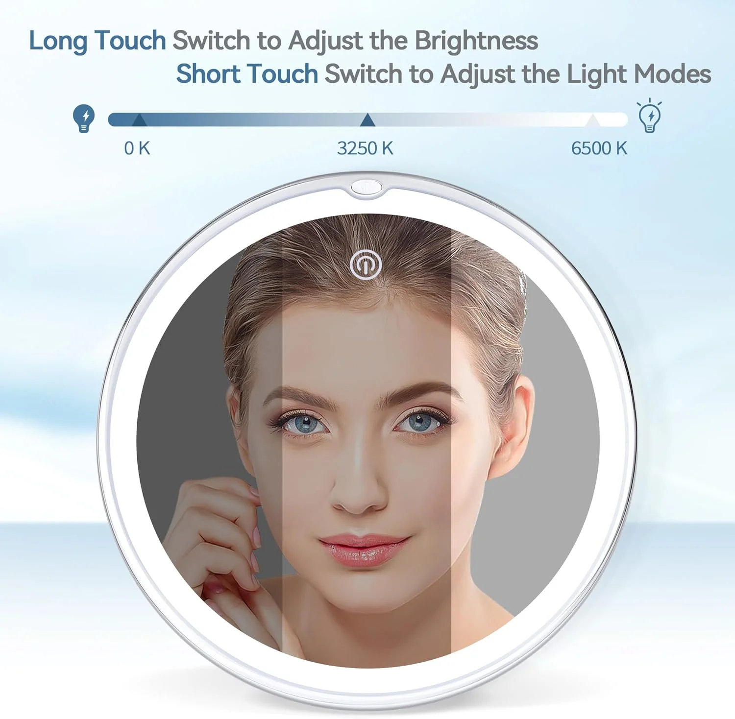 آینه بزرگنمایی دار چراغ دار ارتقا یافته MIYADIVA 2025، آینه آرایشی چراغ دار 20 برابر با مکنده و موچین، آینه روشنایی 3 رنگ، آرایش با چراغ 8 اینچی