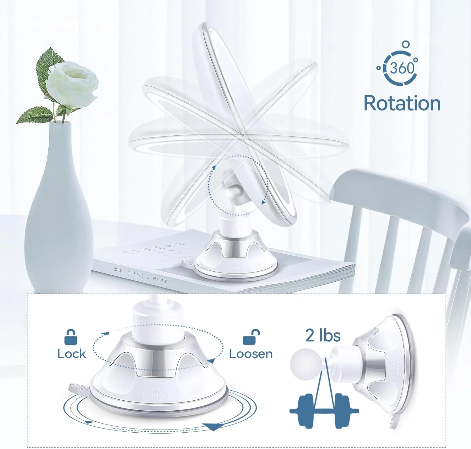 آینه بزرگنمایی دار چراغ دار ارتقا یافته MIYADIVA 2025، آینه آرایشی چراغ دار 20 برابر با مکنده و موچین، آینه روشنایی 3 رنگ، آرایش با چراغ 8 اینچی