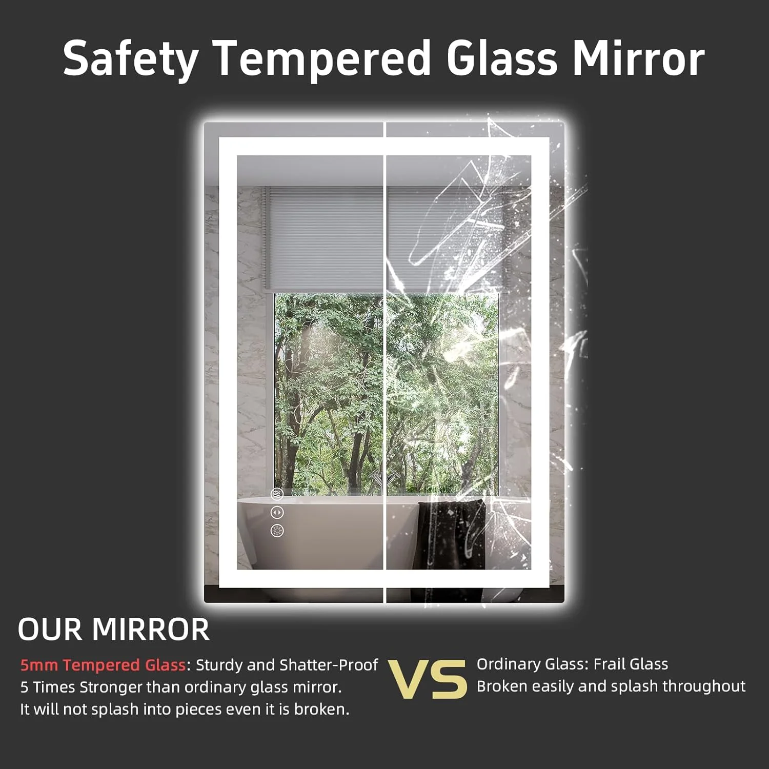 آینه حمام LED miskerm با ابعاد 81 در 61 سانتیمتر، دارای چراغ، ضد بخار، نور پسزمینه و نور جلو قابل تنظیم، آینه روشویی حمام چراغدار برای دیوار آینه حمام LED miskerm با ابعاد 81 در 61 سانتیمتر، دارای چراغ، ضد بخار، نور پسزمینه و نور جلو قابل تنظیم، آینه روشویی حمام چراغدار برای دیوار