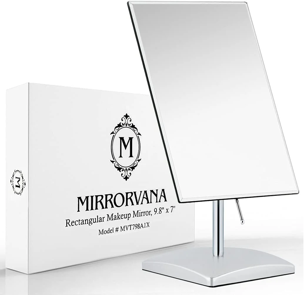 آینه ایستاده بزرگ MIRRORVANA® برای روی میز حمام، میز آرایش، میز کار و روشویی اتاق خواب - آینه بدون قاب واقعی برای آرایش و اصلاح - 25 x 18 سانتی متر - کروم آینه ایستاده بزرگ MIRRORVANA® برای روی میز حمام، میز آرایش، میز کار و روشویی اتاق خواب - آینه بدون قاب واقعی برای آرایش و اصلاح - 25 x 18 سانتی متر - کروم