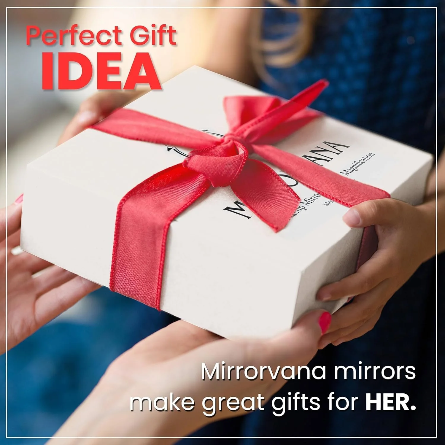 آینه ایستاده بزرگ MIRRORVANA® برای روی میز حمام، میز آرایش، میز کار و روشویی اتاق خواب - آینه بدون قاب واقعی برای آرایش و اصلاح - 25 x 18 سانتی متر - کروم