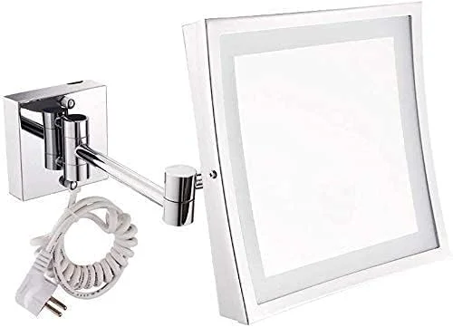 آینه حمام LED با نور برای روشویی هتل با سطح مربع بزرگنمایی 3 برابری قابل تنظیم و تلسکوپی با روکش کروم آینه حمام LED با نور برای روشویی هتل با سطح مربع بزرگنمایی 3 برابری قابل تنظیم و تلسکوپی با روکش کروم