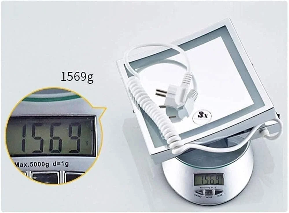 آینه حمام LED با نور برای روشویی هتل با سطح مربع بزرگنمایی 3 برابری قابل تنظیم و تلسکوپی با روکش کروم
