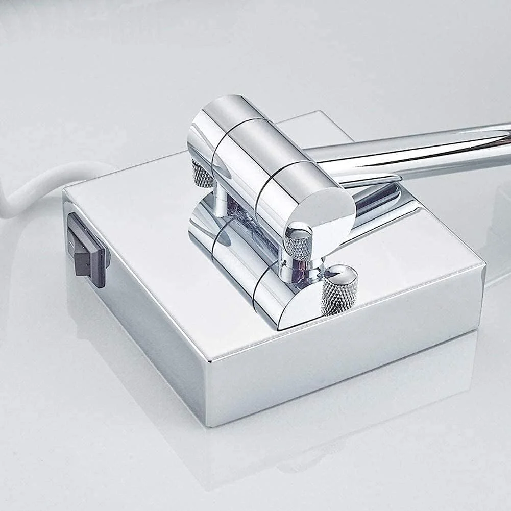 آینه حمام LED با نور برای روشویی هتل با سطح مربع بزرگنمایی 3 برابری قابل تنظیم و تلسکوپی با روکش کروم