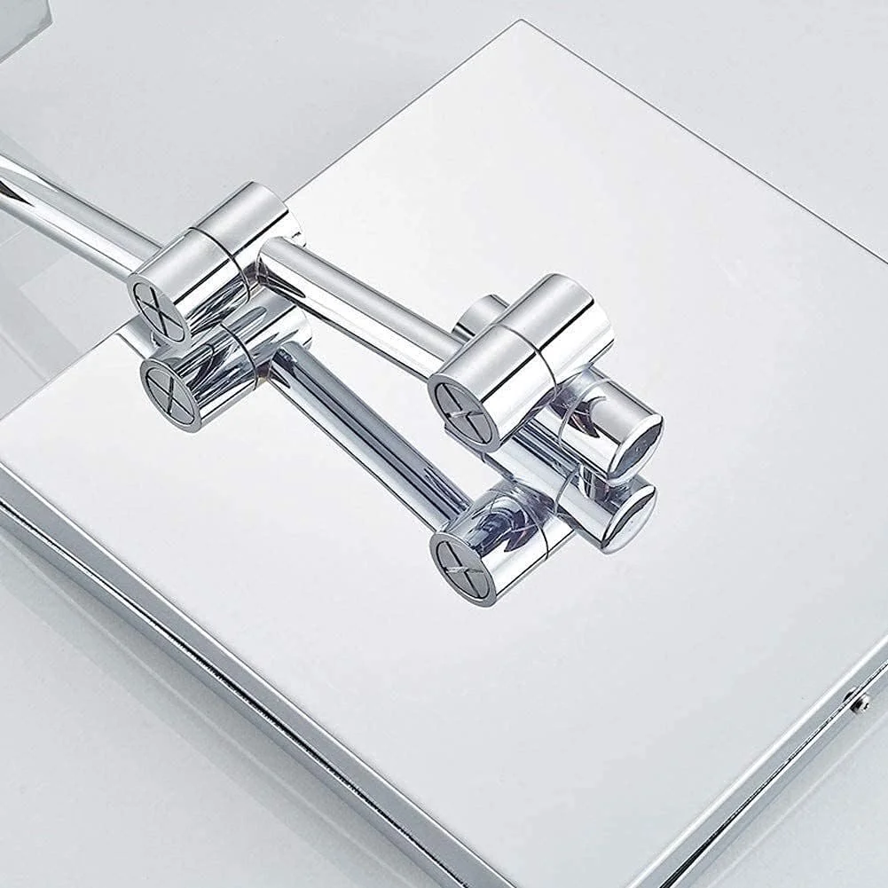 آینه حمام LED با نور برای روشویی هتل با سطح مربع بزرگنمایی 3 برابری قابل تنظیم و تلسکوپی با روکش کروم