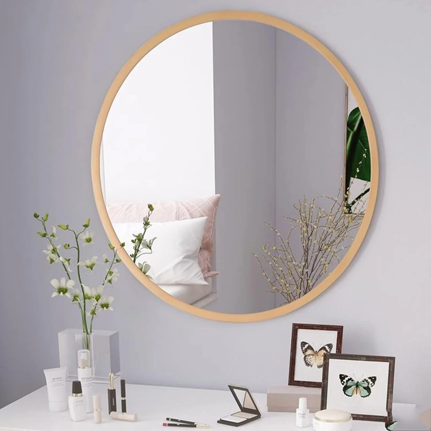 آینه گرد Mirrorize برای حمام، آینه دایره ای چوبی دیواری، آینه آرایشی قاب دار دایره ای، آینه دیواری برای اتاق نشیمن راهرو اتاق خواب، آینه آرایش آینه گرد Mirrorize برای حمام، آینه دایره ای چوبی دیواری، آینه آرایشی قاب دار دایره ای، آینه دیواری برای اتاق نشیمن راهرو اتاق خواب، آینه آرایش