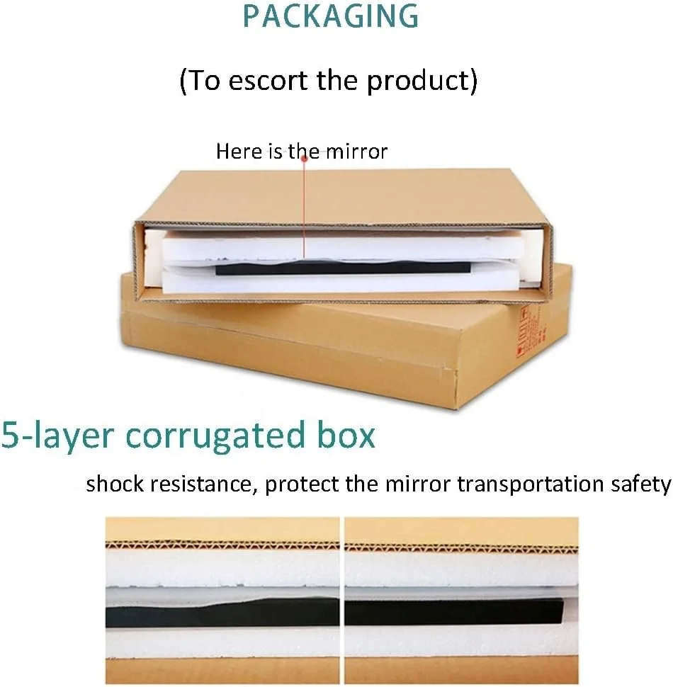 آینه گرد دیواری، آینه دیواری، آینه حمام، آینه آرایش، آینه میز آرایش اتاق خواب، آینه دکور راهرو، آینه با قاب فلزی (رنگ: طلایی، اندازه: 40 سانتی متر / 15.7 اینچ)