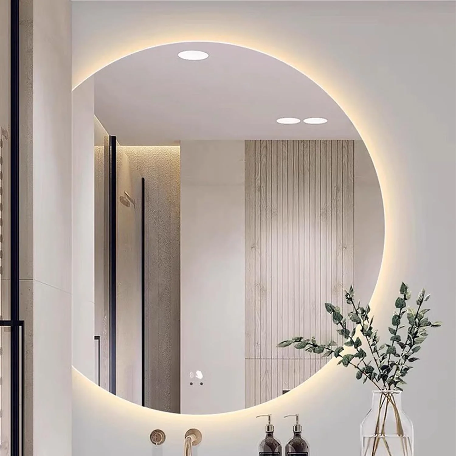 آینه نیم دایره، آینه های نیم دایره برای دیوار، آینه های نیم ماه برای دیوار، آینه روشویی LED دیمر پذیر نیم دایره، آینه نورانی با پد ضد بخار، آینه حمام ضد مه، 3 رنگ دیمر پذیر (سفید) آینه نیم دایره، آینه های نیم دایره برای دیوار، آینه های نیم ماه برای دیوار، آینه روشویی LED دیمر پذیر نیم دایره، آینه نورانی با پد ضد بخار، آینه حمام ضد مه، 3 رنگ دیمر پذیر (سفید)