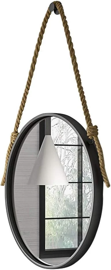 آینه آرایشی آینه حمام آینه رومیزی آینه گرد با قاب فلزی با آینه لهجه روستایی CHD طراحی ساده و ظریف / مشکی / 50 سانتی متر (رنگ: مشکی، سایز: 60 سانتی متر)