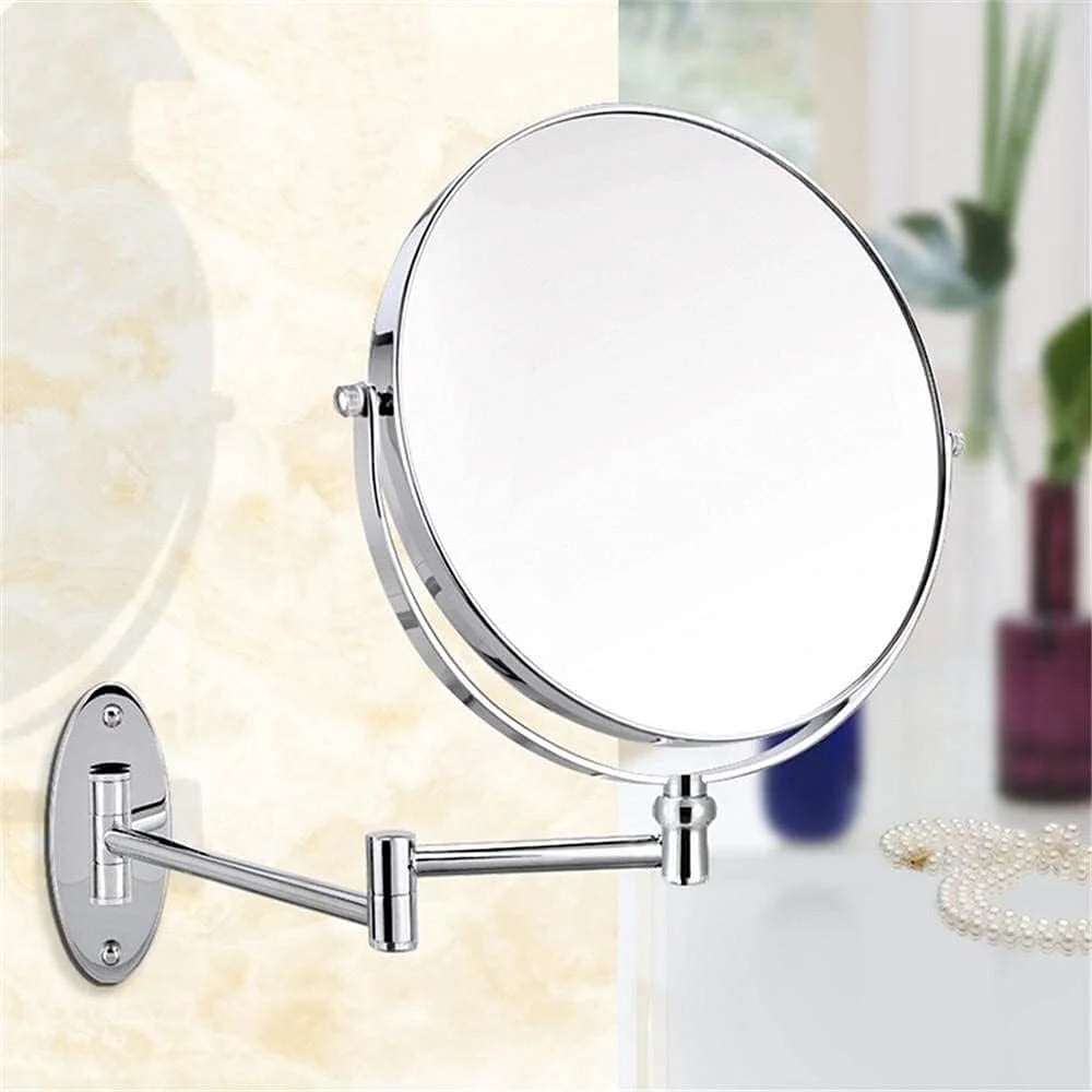 آینه آرایشی - آینه دو طرفه بزرگنمایی دیواری تاشو و جمع شونده مناسب حمام و آرایش
