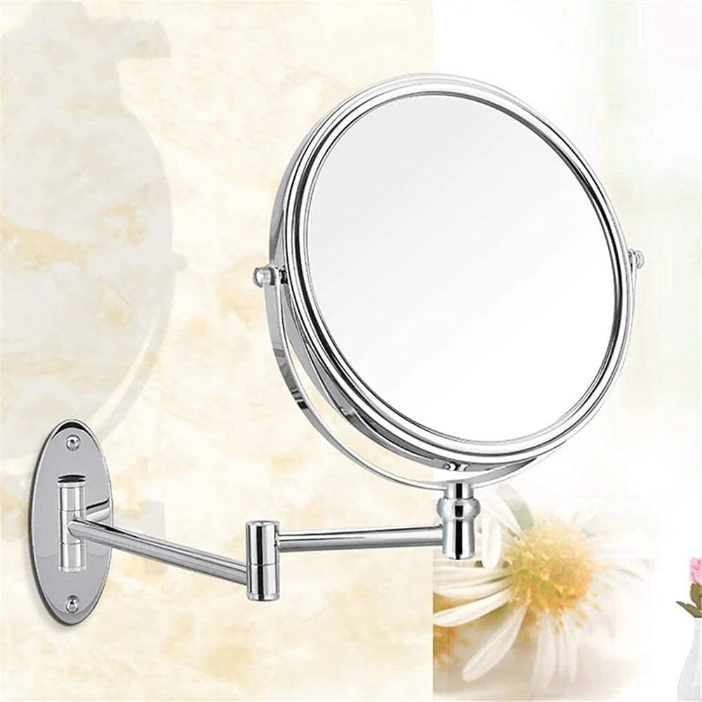 آینه آرایشی - آینه دو طرفه بزرگنمایی دیواری تاشو و جمع شونده مناسب حمام و آرایش