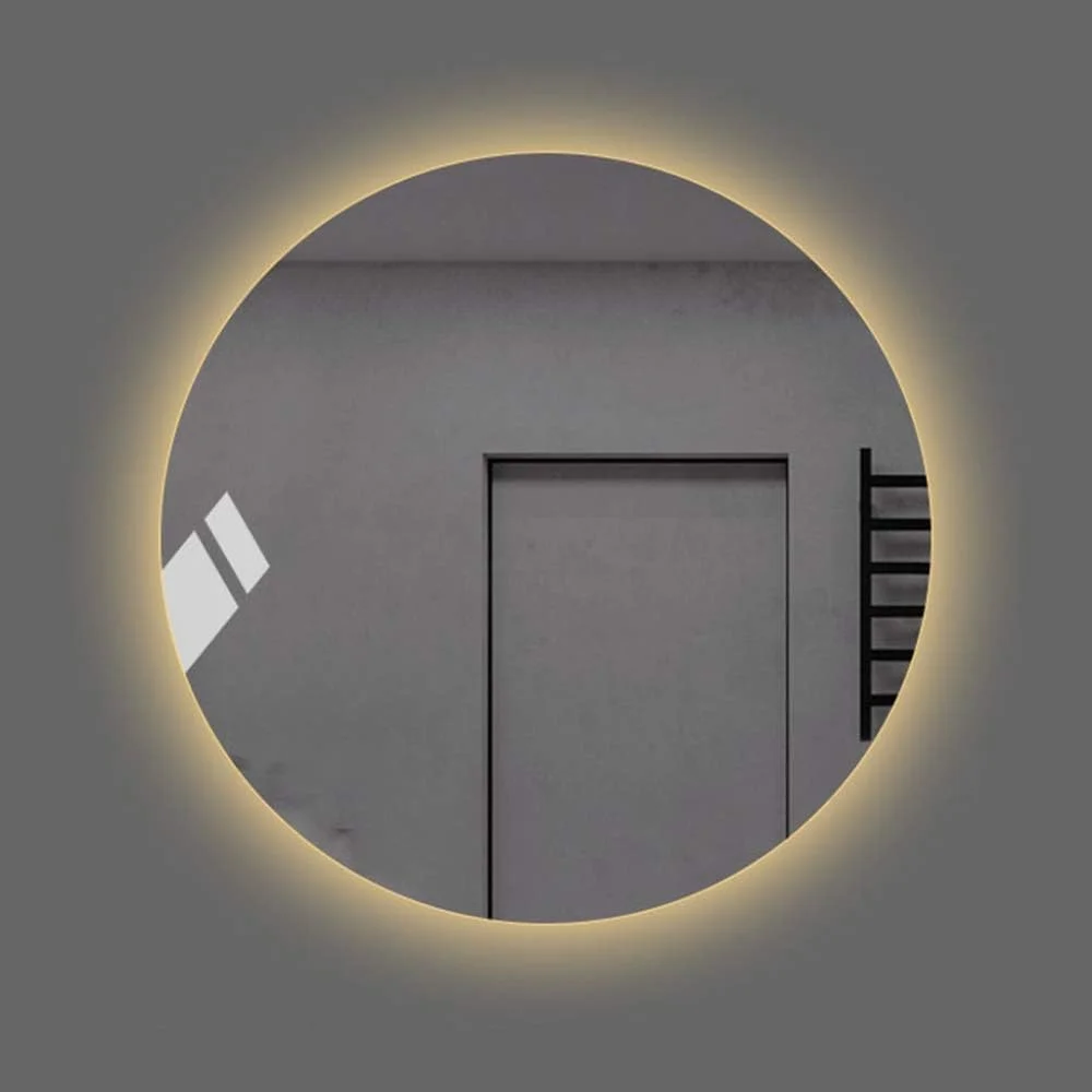 آینه حمام LED دار، آینه گرد دیواری بدون کلید ضد بخار، نور پس زمینه، آینه نقره ای 5 میلی متری بدون مس / B / 50 سانتی متر / 19.7 اینچ