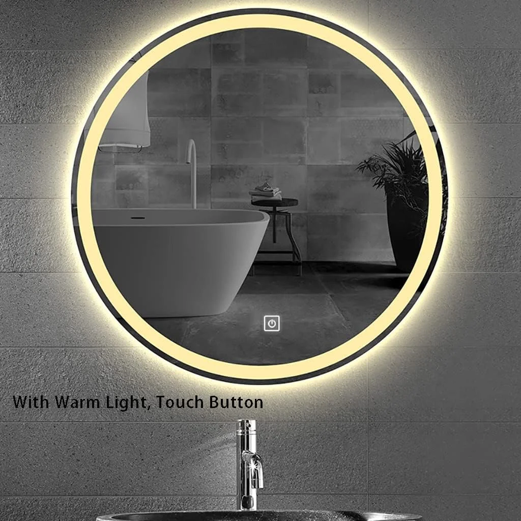 آینه دیواری LED، آینه گرد دیواری، آینه گرد، آینه حمام، آینه آرایش، آینه روشویی اتاق خواب، آینه دکور راهرو، آینه چراغ دار LED با کلید لمسی
