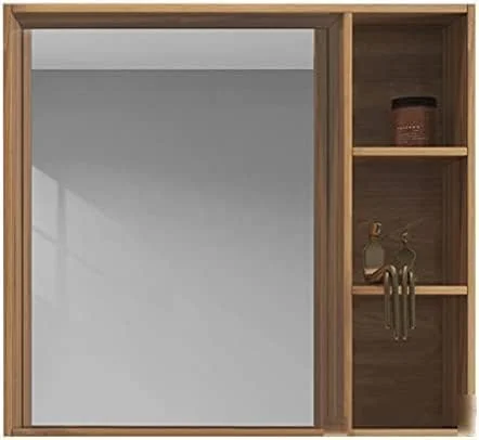 کابینت آینه ای کابینت آینه حمام کابینت آینه دیواری آینه توالت حمام توالت با قفسه (رنگ چوب 80 * 14 * 75 سانتی متر) (رنگ چوب 60 * 14 * 75 سانتی متر)