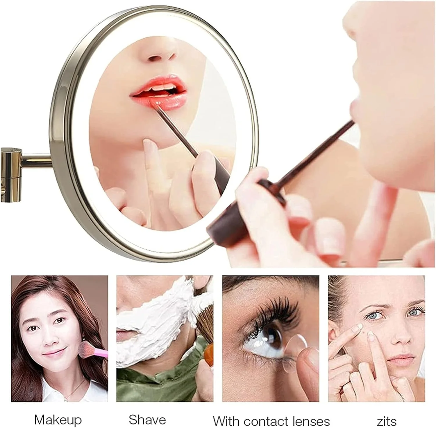 آینه آرایشی دیواری - بزرگنمایی 3/5/7/10 برابر، آینه حمام دو طرفه چرخان 8 اینچی قابل افزایش، قابل شارژ USB، آینه آرایشی نسخه ارتقا یافته (رنگ: D، اندازه: 3X) (C 5X) آینه آرایشی دیواری - بزرگنمایی 3/5/7/10 برابر، آینه حمام دو طرفه چرخان 8 اینچی قابل افزایش، قابل شارژ USB، آینه آرایشی نسخه ارتقا یافته (رنگ: D، اندازه: 3X) (C 5X)