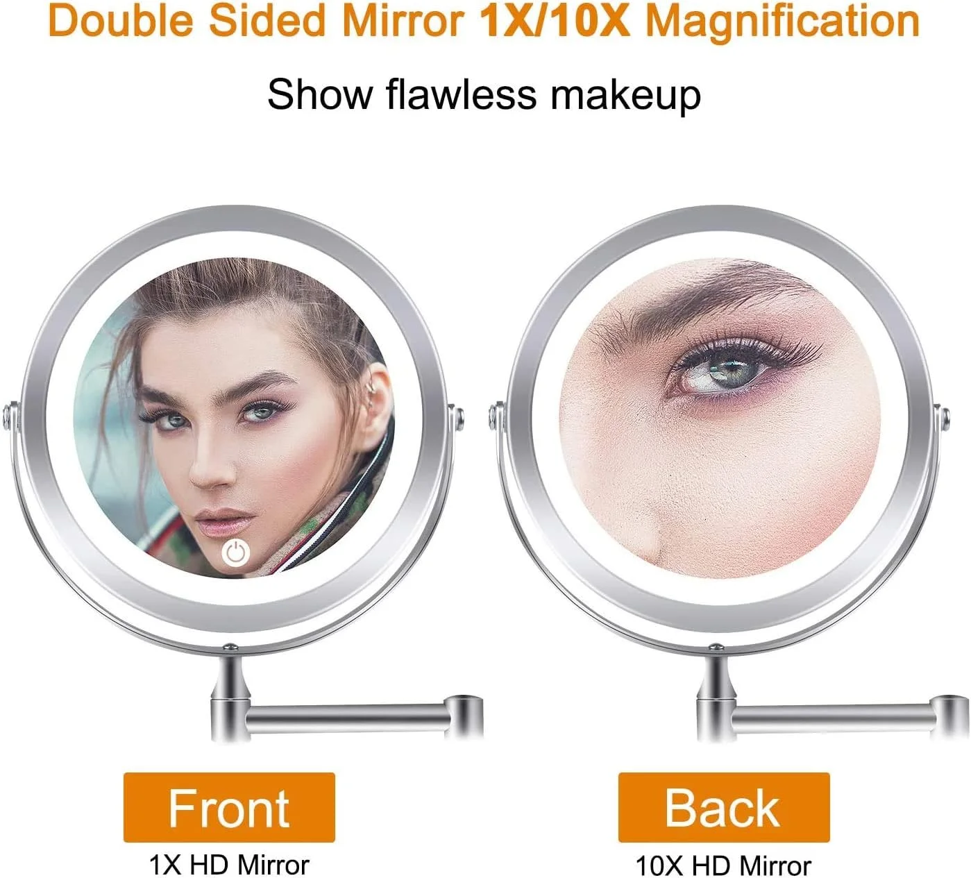 آینه آرایشی دیواری Minetom، بزرگنمایی 1X 10X، چرخش 360 درجه، دو طرفه با نور LED، مناسب برای حمام، با آداپتور AC یا باتری آینه آرایشی دیواری Minetom، بزرگنمایی 1X 10X، چرخش 360 درجه، دو طرفه با نور LED، مناسب برای حمام، با آداپتور AC یا باتری