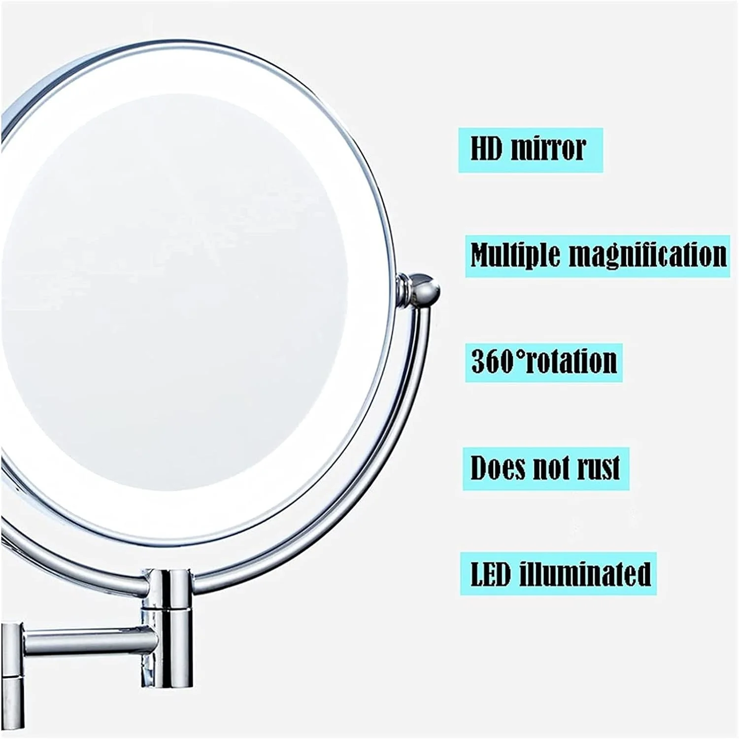 آینه آرایشی دیواری - بزرگنمایی 3/5/7/10 برابر، آینه دو طرفه چرخان 8 اینچی قابل افزایش برای حمام، قابل شارژ USB، آینه آرایشی نسخه ارتقا یافته (رنگ: D، اندازه: 7X) (B 3X) آینه آرایشی دیواری - بزرگنمایی 3/5/7/10 برابر، آینه دو طرفه چرخان 8 اینچی قابل افزایش برای حمام، قابل شارژ USB، آینه آرایشی نسخه ارتقا یافته (رنگ: D، اندازه: 7X) (B 3X)