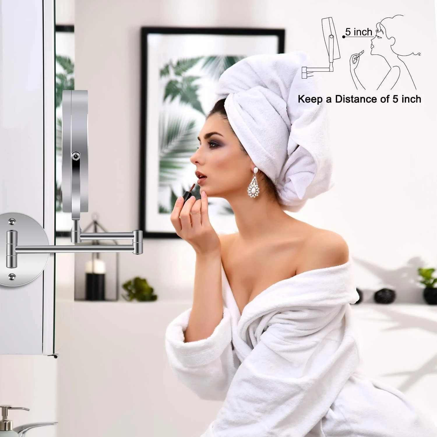 آینه آرایشی دیواری Minetom، بزرگنمایی 1X 10X، چرخش 360 درجه، دو طرفه با نور LED، مناسب برای حمام، با آداپتور AC یا باتری آینه آرایشی دیواری Minetom، بزرگنمایی 1X 10X، چرخش 360 درجه، دو طرفه با نور LED، مناسب برای حمام، با آداپتور AC یا باتری