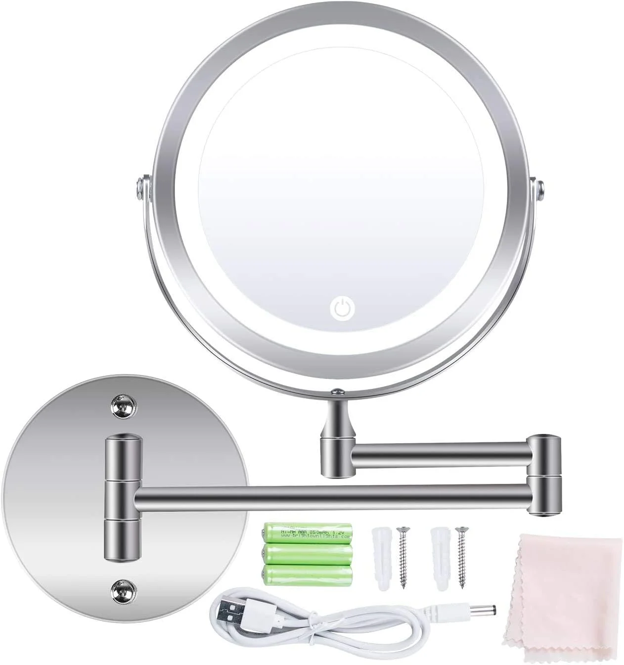 آینه آرایشی دیواری Minetom، بزرگنمایی 1X 10X، چرخش 360 درجه، دو طرفه با نور LED، مناسب برای حمام، با آداپتور AC یا باتری آینه آرایشی دیواری Minetom، بزرگنمایی 1X 10X، چرخش 360 درجه، دو طرفه با نور LED، مناسب برای حمام، با آداپتور AC یا باتری